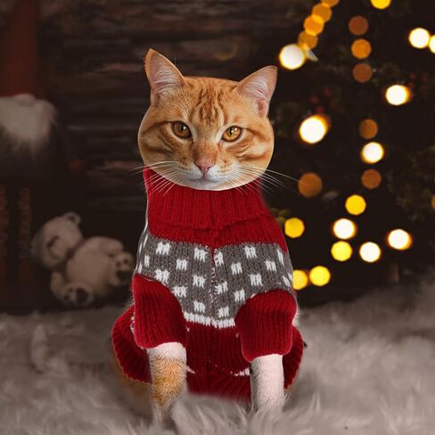 Dog Christmas Sweaters Christmas Sweater Cat Pet Xmas Clothes Cat Outfit Holiday Classic Winter Knitwear Warm Reindeer Snowflake Sweater for Kitty Puppy Dogs Cat in Saudi Arabia