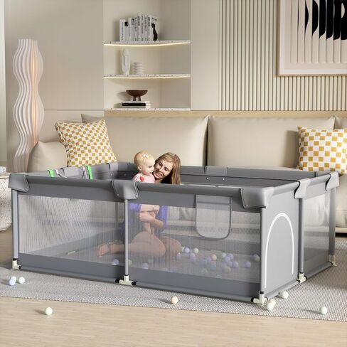 Baby Playpen, 50"×50" Baby Play Pens for Babies and Toddlers, Sturdy Safety Baby Playard with Anti Slip Suction Cups in Saudi Arabia