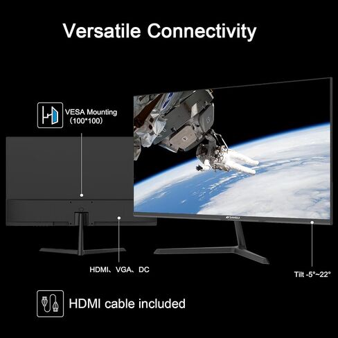 شاشة SANSUI مقاس 27 بوصة، شاشة كمبيوتر IPS 100 هرتز Full HD 1920 x 1080P مع واجهة HDMI VGA للعناية بالعين بدون إطار 100 x 100 مم VESA (ES-27X3AL، كابل HDMI متضمن) (متجدد) in Saudi Arabia