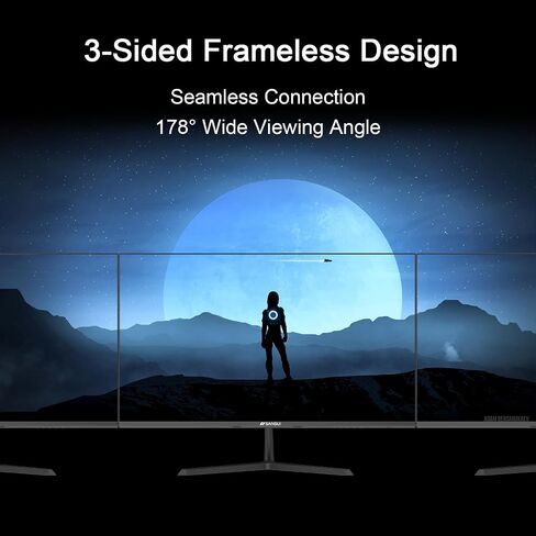 شاشة SANSUI مقاس 27 بوصة، شاشة كمبيوتر IPS 100 هرتز Full HD 1920 x 1080P مع واجهة HDMI VGA للعناية بالعين بدون إطار 100 x 100 مم VESA (ES-27X3AL، كابل HDMI متضمن) (متجدد) in Saudi Arabia