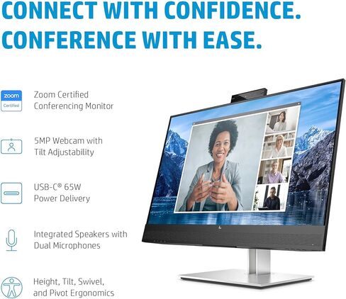 شاشة مؤتمرات HP E27m G4 USB-C 40Z29AA#ABA مع قاعدة Docztorm، شاشة 27 بوصة QHD IPS 2K، حامل VESA (100x100 مم)، كاميرا ويب 5 ميجابكسل، مثالية للمنزل والأعمال، أسود/فضي (أحدث طراز 2024) in Saudi Arabia
