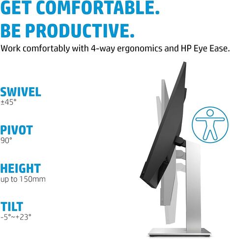 شاشة مؤتمرات HP E27m G4 USB-C 40Z29AA#ABA مع قاعدة Docztorm، شاشة 27 بوصة QHD IPS 2K، حامل VESA (100x100 مم)، كاميرا ويب 5 ميجابكسل، مثالية للمنزل والأعمال، أسود/فضي (أحدث طراز 2024) in Saudi Arabia