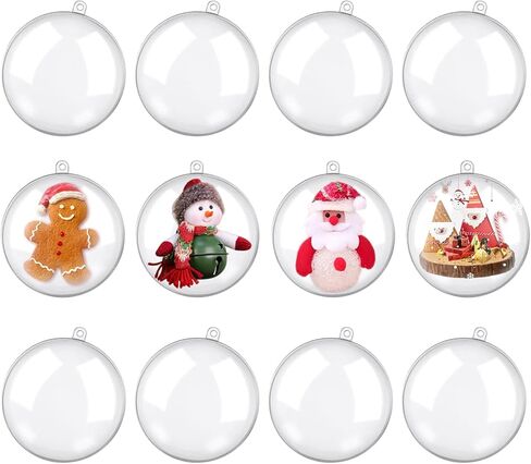 48 PCS Clear Acrylic Ball Ornaments, Plastic Christmas Fillable Ornaments, Transparent DIY Fillable Decoration Balls for Christmas Tree, Wedding, Party and Home Decor in Saudi Arabia