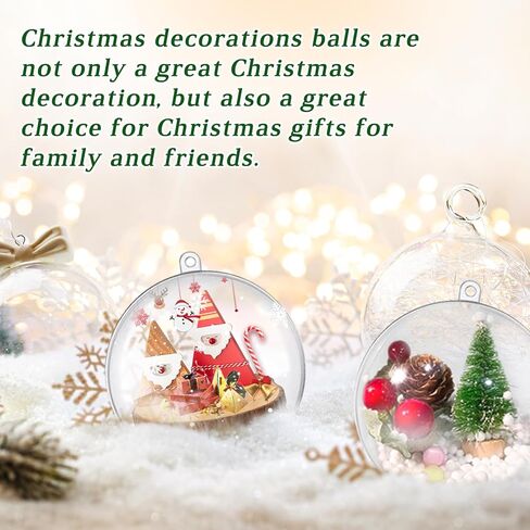 48 PCS Clear Acrylic Ball Ornaments, Plastic Christmas Fillable Ornaments, Transparent DIY Fillable Decoration Balls for Christmas Tree, Wedding, Party and Home Decor in Saudi Arabia