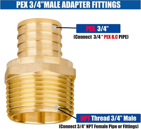 WHK 6 حزمة PEX-B 1 بوصة × 1 بوصة ذكر NPT (MNPT) محول تجعيد تركيبات Pex in Saudi Arabia