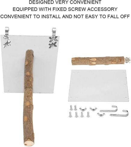 Bird Mirror Toy, Stainless Steel Bird Mirror with Wooden Perch Rod for Parakeet Cockatoo Cockatiel Lovebirds Canaries in Saudi Arabia