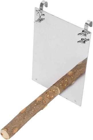 Bird Mirror Toy, Stainless Steel Bird Mirror with Wooden Perch Rod for Parakeet Cockatoo Cockatiel Lovebirds Canaries in Saudi Arabia