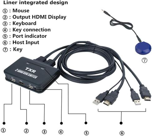 HDMI KVM Switch Button Switcher USB Port مع كابل لشاشة لوحة المفاتيح والماوس - axGear in Kuwait