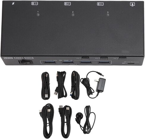 KVM Switch 2 Monitors 3 Computers, Share 4 USB Ports, USB3.0 KVM Switch for Keyboard Mouse Printer Support 4K@60HZ, Dual Monitor Kvm Switcher Support Extended & Duplicate in Kuwait