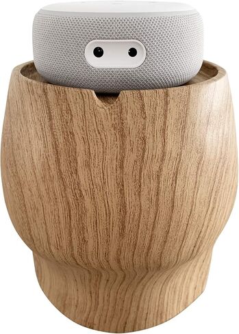 Smart Speaker Stand – Compatible with Amazon Echo Dot (1st-4th Gen) & Google Home Mini – 7 Decorative Designs for Desk, Table, or Shelf – Faux Wooden Protective Holder for 4" Smart Speakers in Saudi Arabia