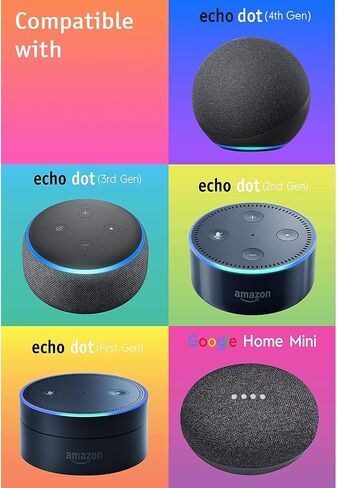Smart Speaker Stand – Compatible with Amazon Echo Dot (1st-4th Gen) & Google Home Mini – 7 Decorative Designs for Desk, Table, or Shelf – Faux Wooden Protective Holder for 4" Smart Speakers in Saudi Arabia