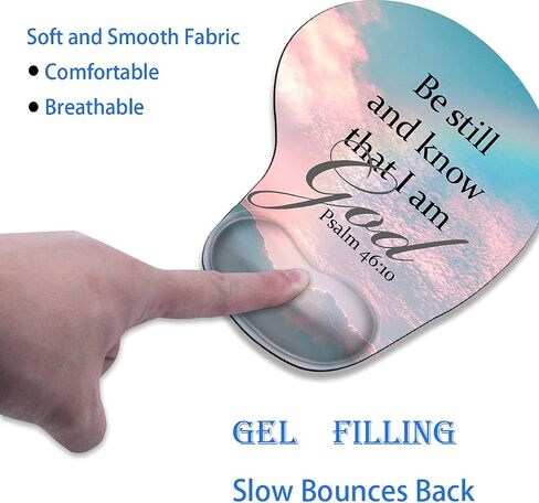 Ergonomically Upgraded Keyboard Wrist Rest and Comfortable Wrist Rest Gel Mouse Pad Set, Non-Slip Rubber Base and Cute Coaster, for Work, Game Home, Quoting Psalm 46:10 in Saudi Arabia