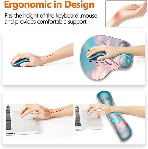 Ergonomically Upgraded Keyboard Wrist Rest and Comfortable Wrist Rest Gel Mouse Pad Set, Non-Slip Rubber Base and Cute Coaster, for Work, Game Home, Quoting Psalm 46:10 in Saudi Arabia