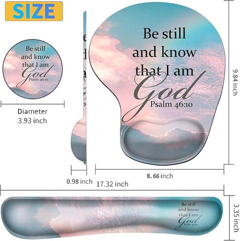 Ergonomically Upgraded Keyboard Wrist Rest and Comfortable Wrist Rest Gel Mouse Pad Set, Non-Slip Rubber Base and Cute Coaster, for Work, Game Home, Quoting Psalm 46:10 in Saudi Arabia