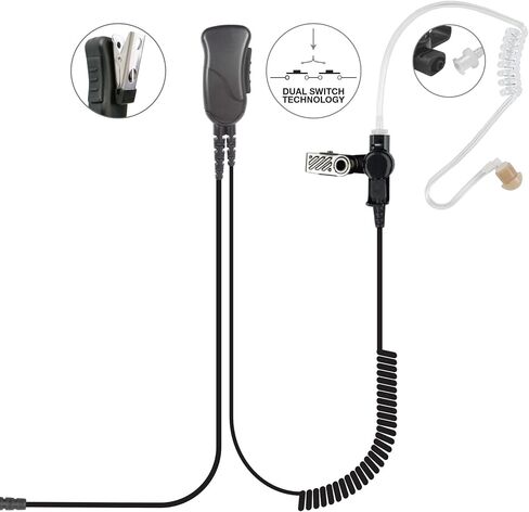 PRYME® SPM-1303 Mirage™ Wired Auxiliary Lapel Mic Surveillance Kit (1-Wire) with Noise Reducing Mic Element and Acoutistic Tube Earphone-for: Motorola 2-Pin(Side) Standard Radio Models in Kuwait