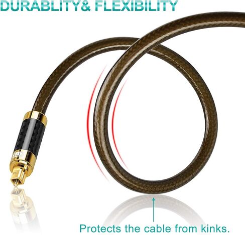 EMK Digital Toslink Optical Audio Cable S/PDIF Audio Cable(Male to Male) with 24K Gold Plated Connectors&Double PVC+Braided Jacket (6Ft/1.8M) in Saudi Arabia