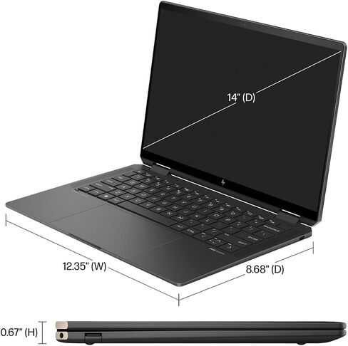 كمبيوتر محمول HP Spectre 2 في 1، شاشة لمس 14 بوصة 2.8K OLED، Core Ultra 7-155H، 16 جيجابايت DDR5، 2 تيرابايت PCIe 4.0، لوحة مفاتيح بإضاءة خلفية، قارئ FP، WiFi 6E، كاميرا ويب، TB 4، شحن سريع، BT، PDG كابل اتش دي ام اي، ويندوز 11 برو in Saudi Arabia