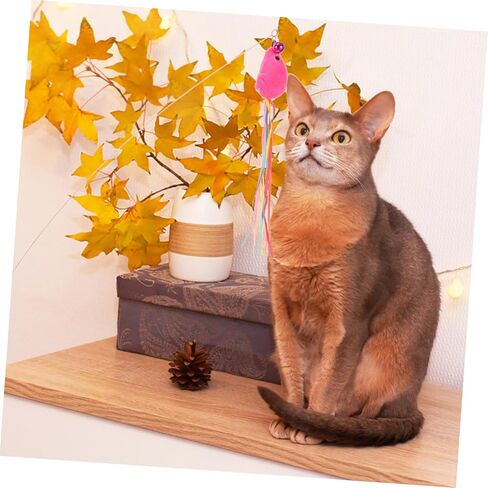 MERRYHAPY القط دعابة اللعب الحيوانات الأليفة القط الصيد القطب لعبة القط لعبة عصا إغاظة الشنق لوازم القط لعبة عصا القط للقطط إغاظة عصا التفاعلية إغاظة العصي الحديد سلك هريرة الأرجوحة in Kuwait