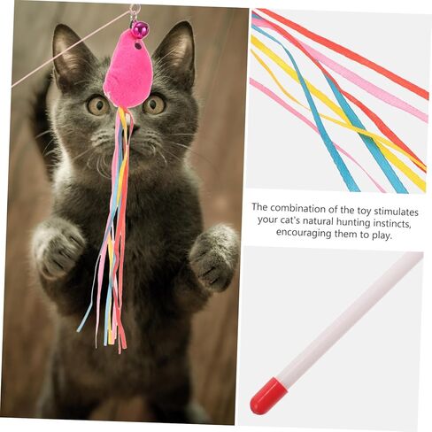MERRYHAPY القط دعابة اللعب الحيوانات الأليفة القط الصيد القطب لعبة القط لعبة عصا إغاظة الشنق لوازم القط لعبة عصا القط للقطط إغاظة عصا التفاعلية إغاظة العصي الحديد سلك هريرة الأرجوحة in Kuwait