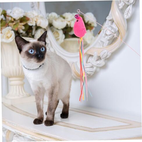 MERRYHAPY القط دعابة اللعب الحيوانات الأليفة القط الصيد القطب لعبة القط لعبة عصا إغاظة الشنق لوازم القط لعبة عصا القط للقطط إغاظة عصا التفاعلية إغاظة العصي الحديد سلك هريرة الأرجوحة in Kuwait