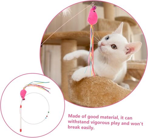 MERRYHAPY القط دعابة اللعب الحيوانات الأليفة القط الصيد القطب لعبة القط لعبة عصا إغاظة الشنق لوازم القط لعبة عصا القط للقطط إغاظة عصا التفاعلية إغاظة العصي الحديد سلك هريرة الأرجوحة in Kuwait