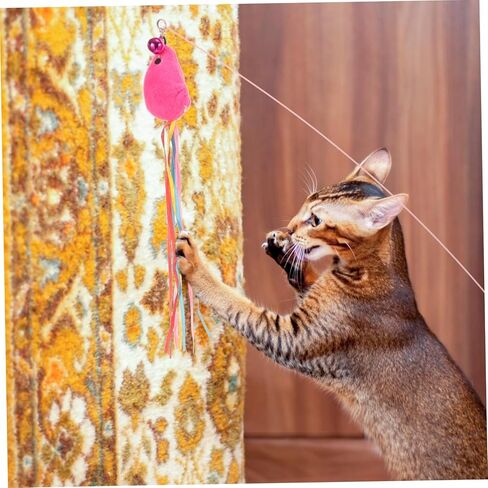 MERRYHAPY القط دعابة اللعب الحيوانات الأليفة القط الصيد القطب لعبة القط لعبة عصا إغاظة الشنق لوازم القط لعبة عصا القط للقطط إغاظة عصا التفاعلية إغاظة العصي الحديد سلك هريرة الأرجوحة in Kuwait