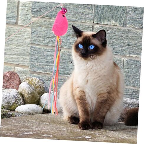 MERRYHAPY القط دعابة اللعب الحيوانات الأليفة القط الصيد القطب لعبة القط لعبة عصا إغاظة الشنق لوازم القط لعبة عصا القط للقطط إغاظة عصا التفاعلية إغاظة العصي الحديد سلك هريرة الأرجوحة in Kuwait