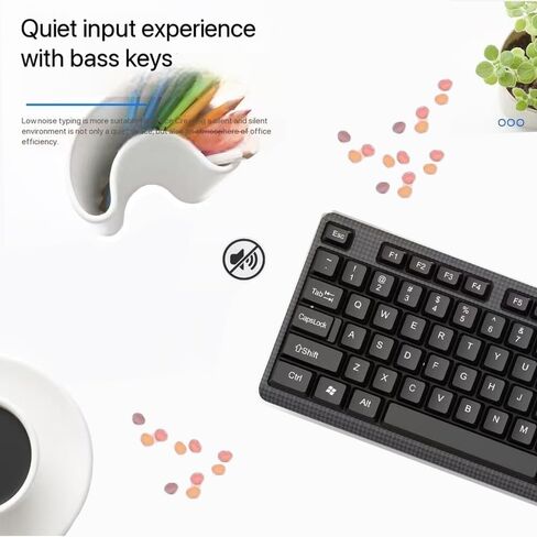 لوحة مفاتيح كمبيوتر سلكية، توصيل USB، مفاتيح Chiclet تعمل باللمس الصامت، لوحة أرقام كبيرة، مؤشرات LED، حوامل مريحة وقابلة للطي، لوحة مفاتيح كاملة الحجم بأحرف مضادة للتآكل، لأجهزة الكمبيوتر المحمول التي تعمل بنظام Windows Mac PC - أسود in Kuwait