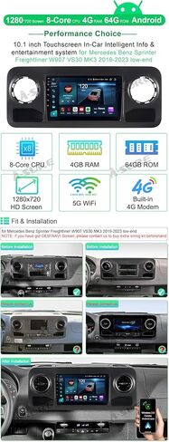 ASURE 2024 New Car Stereo Radio Upgrade for Benz Sprinter Freightliner W907 VS30 MK3 2019-2023 Low-end,9 inch 8Core 4+64GB Car Dash Navigation GPS Unit with Carplay Android Auto 1280x720 Touchscreen in Saudi Arabia