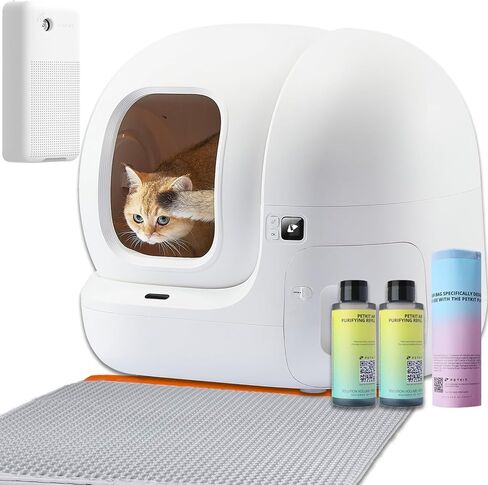 Self Cleaning Cat Litter Box, New Version Automatic Cats Litter Box APP Remote Control and Large Space, Automatic Cat Litter Box Strong Odor Control in Saudi Arabia
