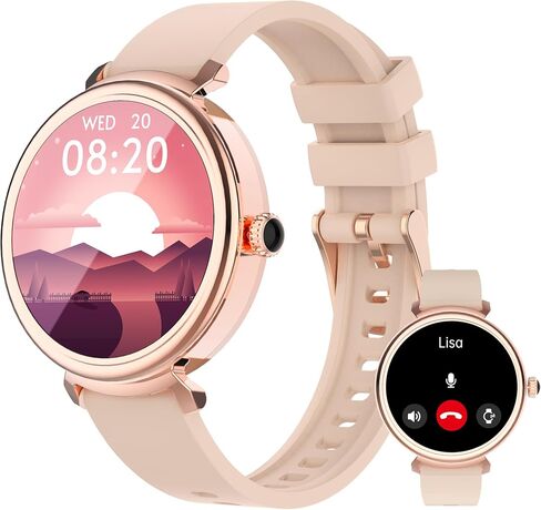 Smart Watch for Women with Answer/Make Call,1.27" HD Waterproof Smartwatch with DIY Watch Faces,Fitness Tracker Smart Watch with Heart Rate,SpO2,Sleep Monitoring Compatible with iOS/Android (Gold) in Saudi Arabia
