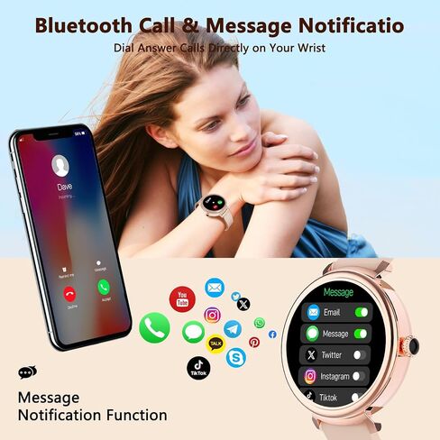 Smart Watch for Women with Answer/Make Call,1.27" HD Waterproof Smartwatch with DIY Watch Faces,Fitness Tracker Smart Watch with Heart Rate,SpO2,Sleep Monitoring Compatible with iOS/Android (Gold) in Saudi Arabia