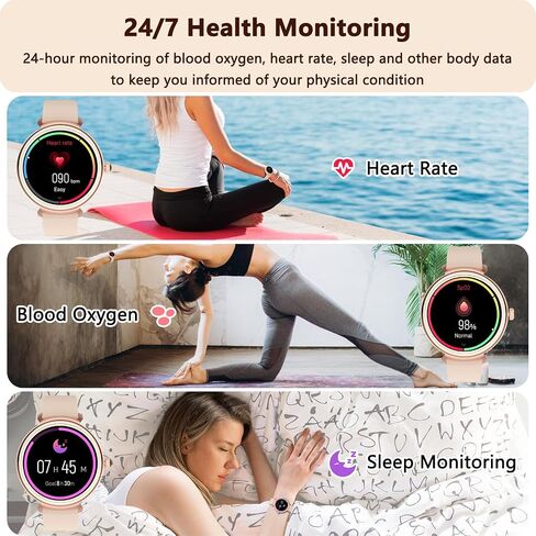 Smart Watch for Women with Answer/Make Call,1.27" HD Waterproof Smartwatch with DIY Watch Faces,Fitness Tracker Smart Watch with Heart Rate,SpO2,Sleep Monitoring Compatible with iOS/Android (Gold) in Saudi Arabia