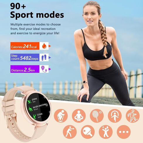 Smart Watch for Women with Answer/Make Call,1.27" HD Waterproof Smartwatch with DIY Watch Faces,Fitness Tracker Smart Watch with Heart Rate,SpO2,Sleep Monitoring Compatible with iOS/Android (Gold) in Saudi Arabia