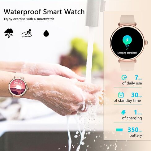 Smart Watch for Women with Answer/Make Call,1.27" HD Waterproof Smartwatch with DIY Watch Faces,Fitness Tracker Smart Watch with Heart Rate,SpO2,Sleep Monitoring Compatible with iOS/Android (Gold) in Saudi Arabia