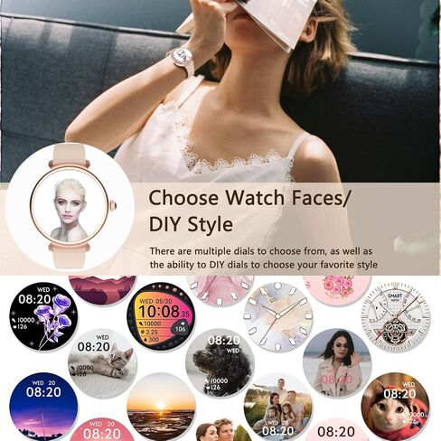 Smart Watch for Women with Answer/Make Call,1.27" HD Waterproof Smartwatch with DIY Watch Faces,Fitness Tracker Smart Watch with Heart Rate,SpO2,Sleep Monitoring Compatible with iOS/Android (Gold) in Saudi Arabia