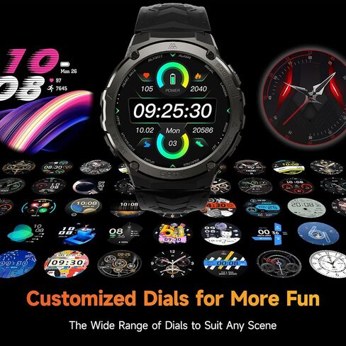 ساعة ذكية للرجال والنساء، جهاز تتبع اللياقة البدنية AMOLED مقاس 1.43 بوصة، ساعة رياضية مقاومة للماء حتى مسافة 50 مترًا مع معدل ضربات القلب/SpO2/مراقب النوم/عداد الخطى، ساعة ذكية عسكرية بقدرة 480 مللي أمبير في الساعة (الرد/الاتصال الهاتفي) لنظام Android iO in Saudi Arabia