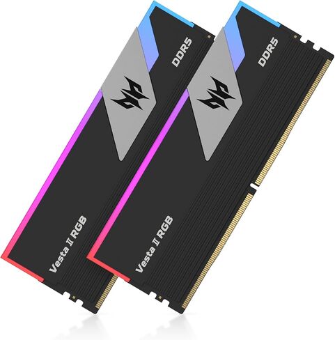 ذاكرة الوصول العشوائي Acer Predator Vesta II RGB DDR5 32 جيجابايت (16 جيجابايت × 2) 6000 ميجاهرتز CL32 PC5-48000، ذاكرة كمبيوتر متوافقة مع Intel XMP 3.0 AMD Expo PC5-48000، أسود - BL.9BWWR.378 in Kuwait