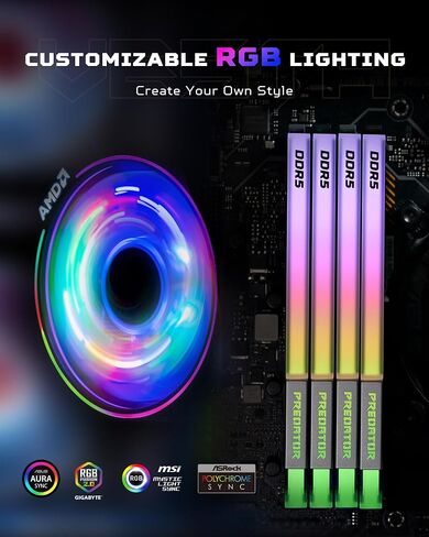 ذاكرة الوصول العشوائي Acer Predator Vesta II RGB DDR5 32 جيجابايت (16 جيجابايت × 2) 6000 ميجاهرتز CL32 PC5-48000، ذاكرة كمبيوتر متوافقة مع Intel XMP 3.0 AMD Expo PC5-48000، أسود - BL.9BWWR.378 in Kuwait