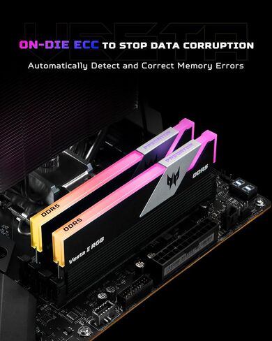 ذاكرة الوصول العشوائي Acer Predator Vesta II RGB DDR5 32 جيجابايت (16 جيجابايت × 2) 6000 ميجاهرتز CL32 PC5-48000، ذاكرة كمبيوتر متوافقة مع Intel XMP 3.0 AMD Expo PC5-48000، أسود - BL.9BWWR.378 in Kuwait
