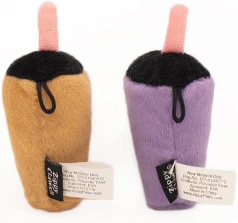 ZippyClaws NomNomz - Milk Tea & Taro Catnip Toy, Cute Cat Toys for Kittens & Indoor Cats, Funny Plush Cat Toy Gifts, Small Novelty Kitty Toys for Bored Cats in Saudi Arabia