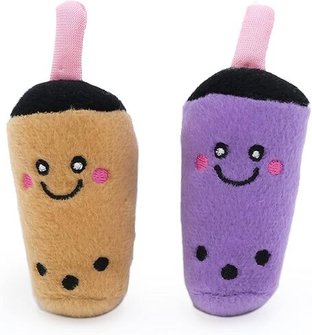 ZippyClaws NomNomz - Milk Tea & Taro Catnip Toy, Cute Cat Toys for Kittens & Indoor Cats, Funny Plush Cat Toy Gifts, Small Novelty Kitty Toys for Bored Cats in Saudi Arabia