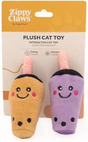 ZippyClaws NomNomz - Milk Tea & Taro Catnip Toy, Cute Cat Toys for Kittens & Indoor Cats, Funny Plush Cat Toy Gifts, Small Novelty Kitty Toys for Bored Cats in Saudi Arabia