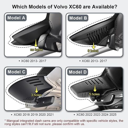 Front 4K & Rear 1080P Dash Cam Custom for Volvo XC60 2022 2023 2024 2025 (Model D), B5 B6 T8 Accessories, UHD 2160P Video,OEM Look, WiFi & App,Loop Recording,G-Sensor,Easy to Install,128GB Card in Saudi Arabia
