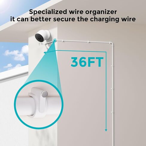 Charger Cable for Google Nest Camera Charging Cable, 34FT Weatherproof Cable for Continuous Power to Nest Cam (Battery) - White in Saudi Arabia