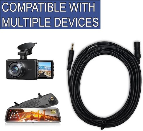 15' 2.5mm 4-Pin Backup Camera Extension Cable, M/F TRRS 4C, Male/Female M4 Conductor Gold Plated Connectors, Cord for Dash Cam or Mirror/Rearview Camera in Saudi Arabia