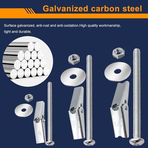 weideer 24 Pcs Wall Anchor Toggle Bolts for Drywall 1/8in 3/16in 1/4in Heavy Duty Metal Drywall Anchors and Screws Assortment Set Toggle Bolts and Wing Nut Kit in Saudi Arabia