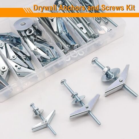 weideer 24 Pcs Wall Anchor Toggle Bolts for Drywall 1/8in 3/16in 1/4in Heavy Duty Metal Drywall Anchors and Screws Assortment Set Toggle Bolts and Wing Nut Kit in Saudi Arabia