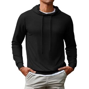 Runcati Mens Lightweight Hoodies Pullover Long Sleeve Casual Workout Athletic Shirt Hooded Sweatshirts