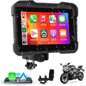 Hodozzy 5 Inch Motorcycle Carplay Waterproof Screen with Wireless CarPlay/Android Auto, Motorcycle Touchscreen Portable with Dual Bluetooth Display GPS for Motorcycle, Mirror Link/TF/Voice Control